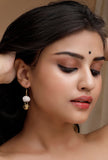 White Bead & Ghungroo Tribal Earrings
