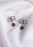 Lotus Light Pink Brass Earrings