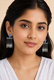 Marine Blue Brass Earrings