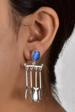 Marine Blue Brass Earrings