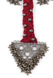 Red & Black Thread & German Silver Tribal Choker With Bold Pendant