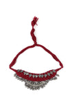 Red Thread & German Silver Tribal Choker With Ghunghroos
