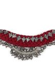 Red Thread & German Silver Tribal Choker With Ghunghroos