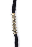 Set Of 2: Yoshini Black Thread & Antique Plated Brass Beaded Anklets