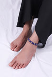 Set Of 2: Maryam Purple Thread & Antique Plated Brass Beaded Anklets