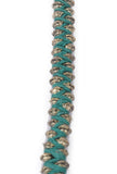 Set Of 2: Rida Pine Green Thread & Antique Plated Brass Beaded Anklets