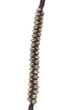 Set Of 2: Dridha Brown Thread & Antique Plated Brass Beaded Anklets