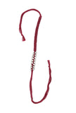 Set Of 2: Edha Maroon Thread & Antique Plated Brass Beaded Anklets