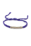 Set Of 2: Inika Purple Thread & Antique Plated Brass Beaded Anklets