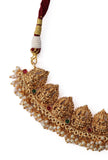 Divine Laxmi Devi Pearl Moti Latkan Set With High Gold Finish