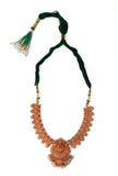 Laxmi Devi And Peacock Combination In Matte Finish With Pair Jhumkas And Beads Hanging