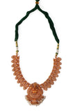 Laxmi Devi And Peacock Combination In Matte Finish With Pair Jhumkas And Beads Hanging