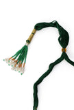 Laxmi Devi And Peacock Combination In Matte Finish With Pair Jhumkas And Beads Hanging
