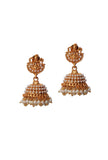 Laxmi Devi And Peacock Combination In Matte Finish With Pair Jhumkas And Beads Hanging