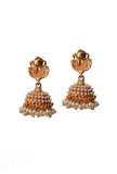 Laxmi Devi And Peacock Combination In Matte Finish With Pair Jhumkas And Beads Hanging