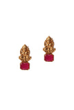 Divine Laxmi Devi Necklace With Square Stone Stud Earrings