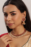 Stunning Guttapusalu Necklace & Jhumka Set In Antique Gold