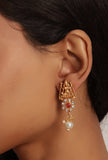 Antique Finish Laxmi Devi Jewellery Set With Square Stones