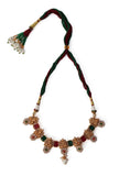 Antique Finish Laxmi Devi Jewellery Set With Square Stones