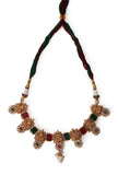 Antique Finish Laxmi Devi Jewellery Set With Square Stones