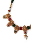 Antique Finish Laxmi Devi Jewellery Set With Square Stones