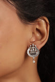 Silver Oxidized Laxmi Devi Necklace Set With Stud Earrings