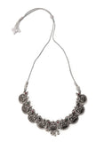 Silver Oxidized Laxmi Devi Necklace Set With Stud Earrings