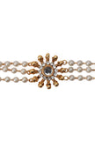 Traditional Round Ethnic Choker With 3-Layer Moti Mala And Earrings