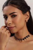 Patva Beaded Thin Choker Set With Small Stud Earrings
