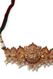 Traditional Laxmi Devi Neck Center Choker Set With Antique Finish