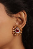 Ethnic Three-Line Moti Mala Choker Set With Adjustable Neck Dori And Antique Tops