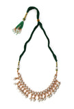 Kundan, Beads, And Kemp Combination Antique Gold Jewellery Set With Pair Studs