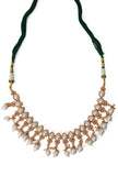 Kundan, Beads, And Kemp Combination Antique Gold Jewellery Set With Pair Studs