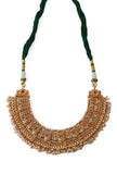 Pearl Temple Jewellery Set In Laxmi Devi Alloy With Adjustable Drawstring