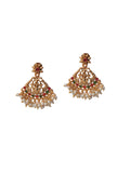 Pearl Temple Jewellery Set In Laxmi Devi Alloy With Adjustable Drawstring