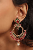 Antique Finish Kemp Jewellery Set Featuring Big Chandbali Earrings