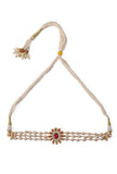 Ethnic Choker Set With Oval Shape Moti Mala And Pair Of Antique Gold Tops