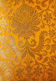Set Of 2:Yellow Floral Brocade Cushion Covers