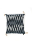 Set of 2: Prussian Blue Ikat Cotton Cushion Covers