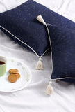Set of 2: Amber Blue Ikat Cotton Cushion Covers