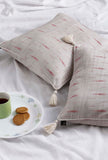 Set of 2: Ivory Beige Ikat Cotton Cushion Covers