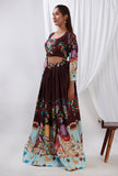Set of 3 Kalamkari Purple Lehenga Set