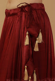 Set of 3 Ajrakh Printed Red Lehenga Set