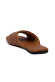 Fawn Brown Quilted Cruelty Free Leather Sliders