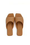 Caramel Brown Quilted Cruelty Free Leather Sliders