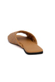 Caramel Brown Quilted Cruelty Free Leather Sliders