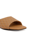 Caramel Brown Quilted Cruelty Free Leather Sliders