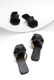 Boho Black Cruelty Free Leather Sliders