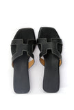 Boho Black Cruelty Free Leather Sliders