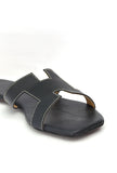 Boho Black Cruelty Free Leather Sliders